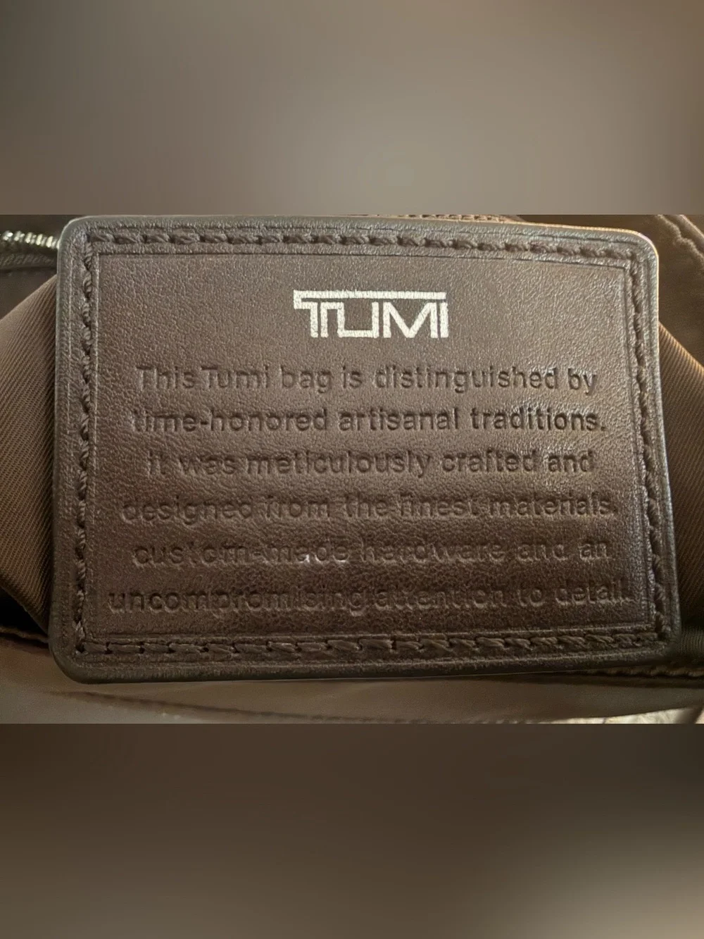 GUC Tumi Voyager Taupe Nylon Crossbody Messenger Bag with Leather Trim